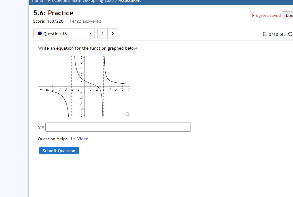 Practice Score: 90/220 Question 8 12/22 answered Write an equation for the
