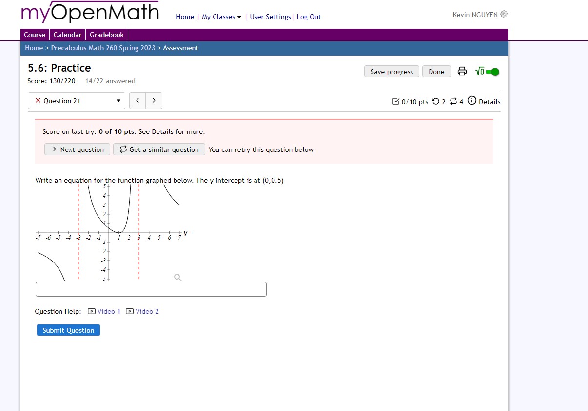 Question Help: Video Submit Question a Kevin NGUYEN Progress saved Done o