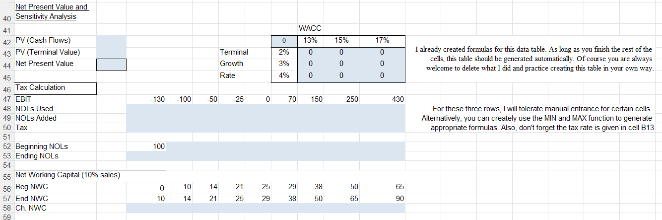 Net Present Value Method 3 Fill in the colored cells with your