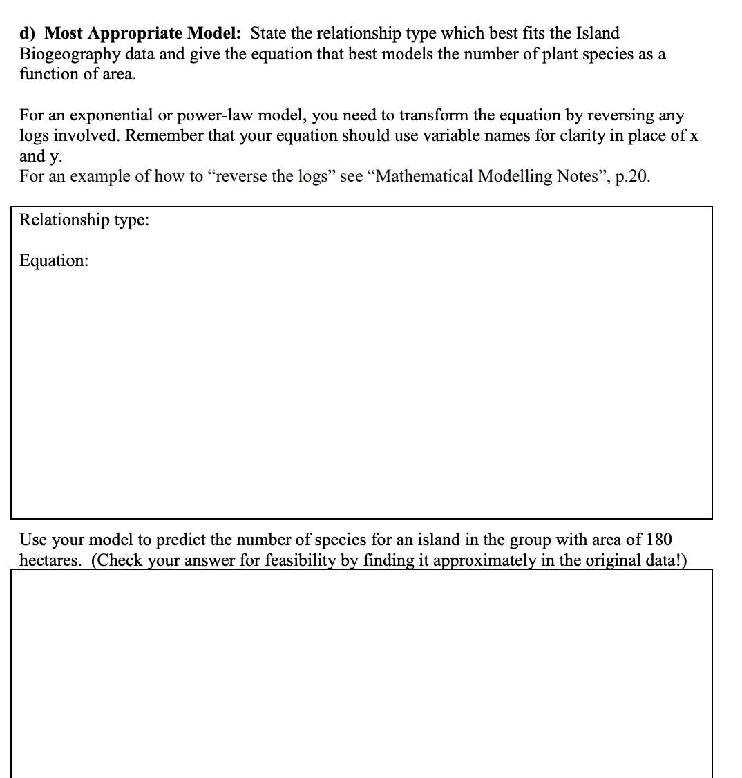 the model test a step further and consider power-law models as well.