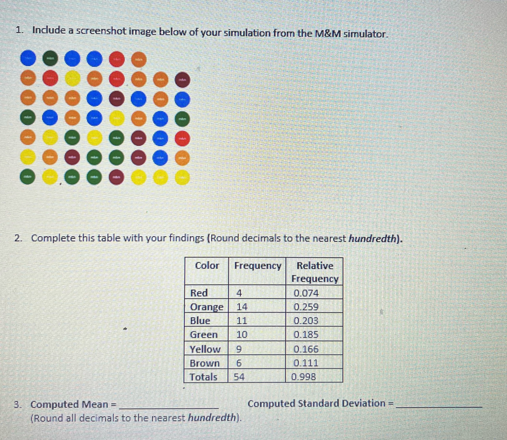 1. Include a screenshot image below of your simulation from the M&M