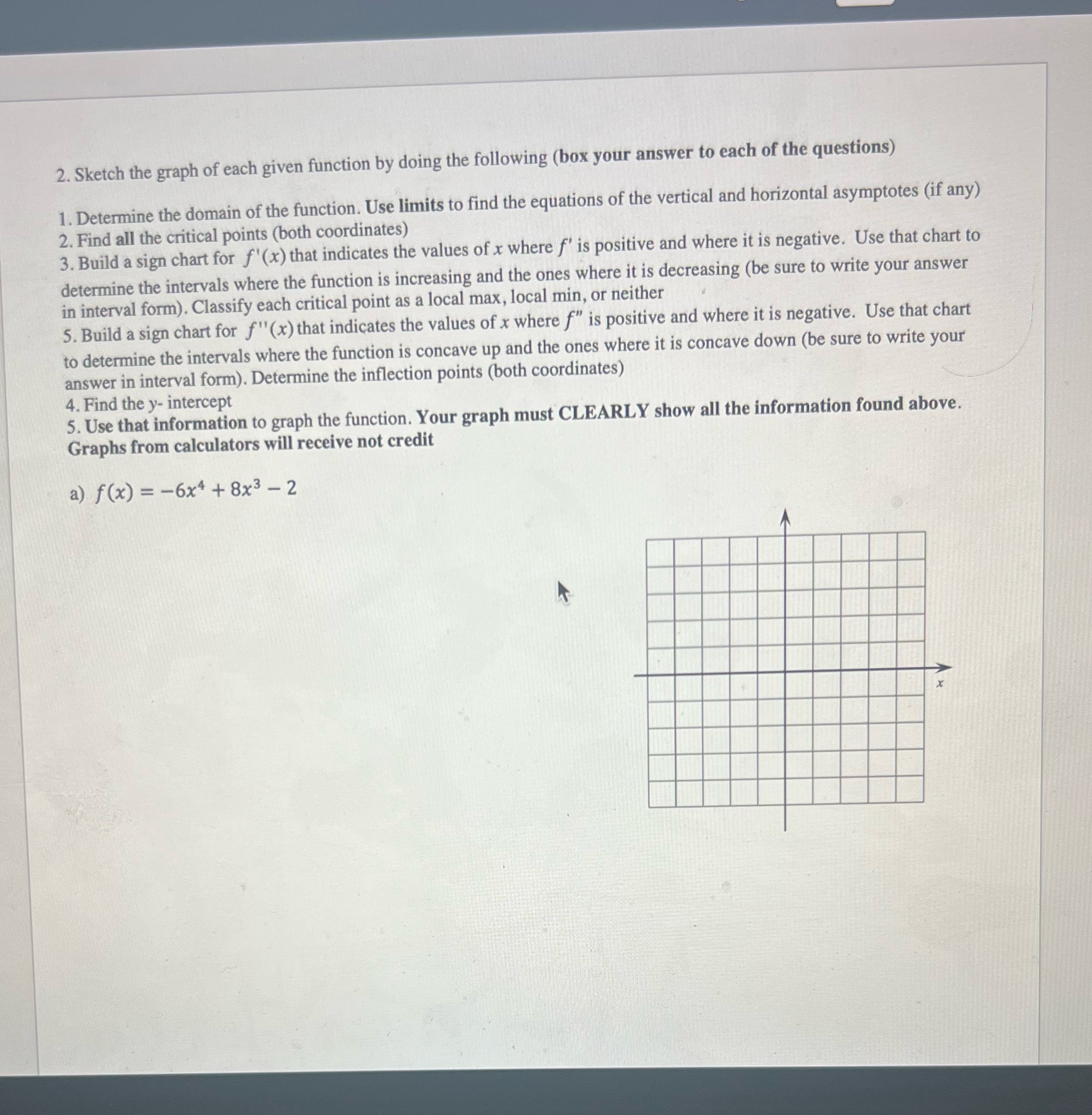 2. Sketch the graph of each given function by doing the following