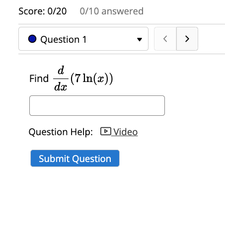 = 5. dx dy dx = Question Help: Video Submit Question Score: