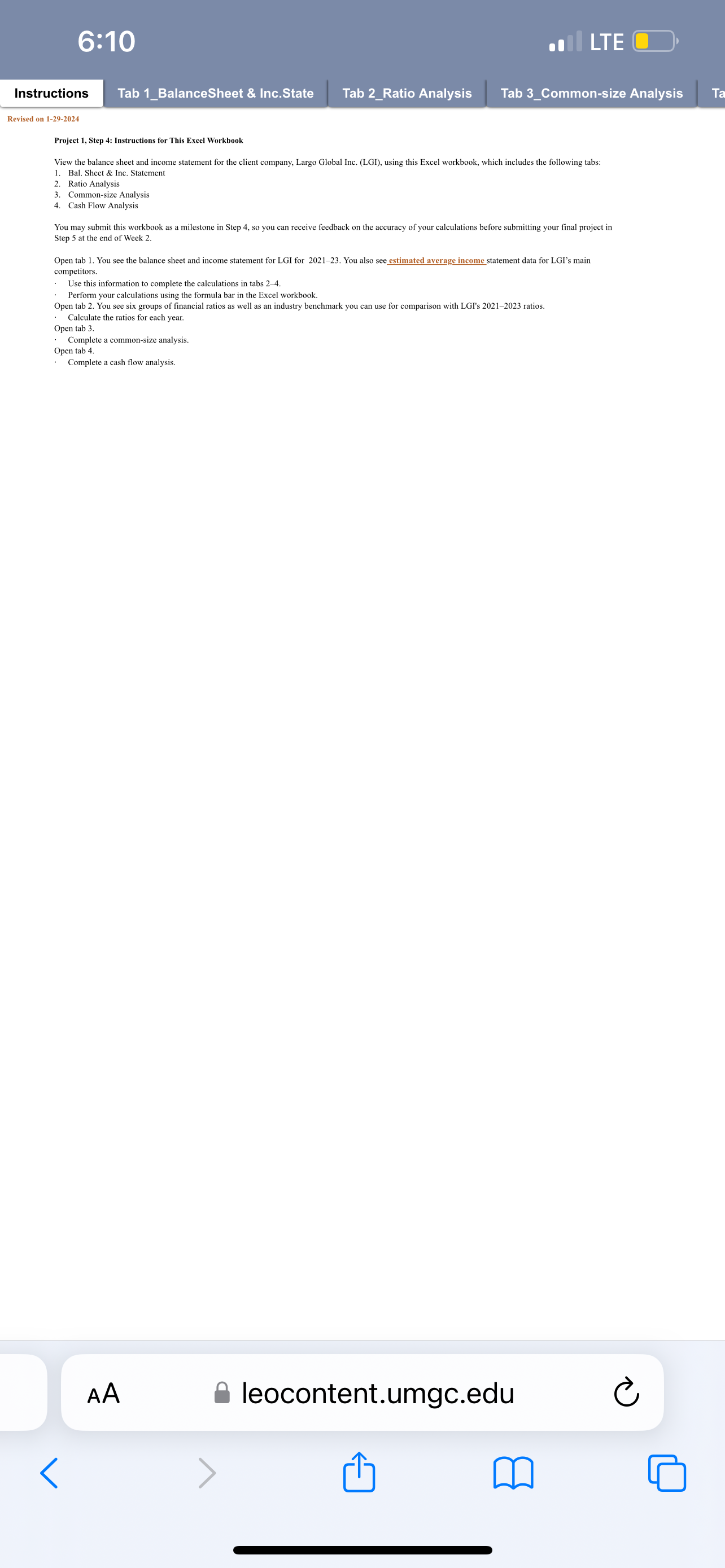 6:10 LTE Tab 1_Balance Sheet & Inc.State Tab 2_Ratio Analysis Tab 3_Common-size