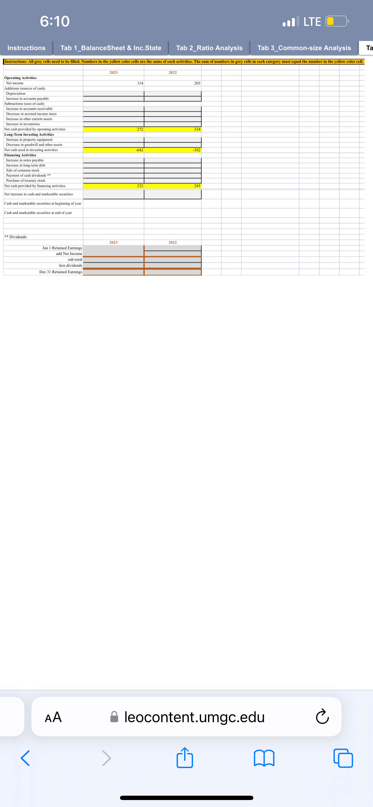 3. Common-size Analysis 4. Cash Flow Analysis You may submit this workbook