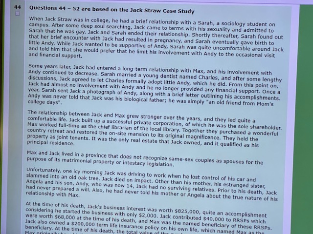 44 Questions 44-52 are based on the Jack Straw Case Study When