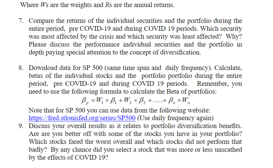 questions [DO not use the stocks that I used in the example