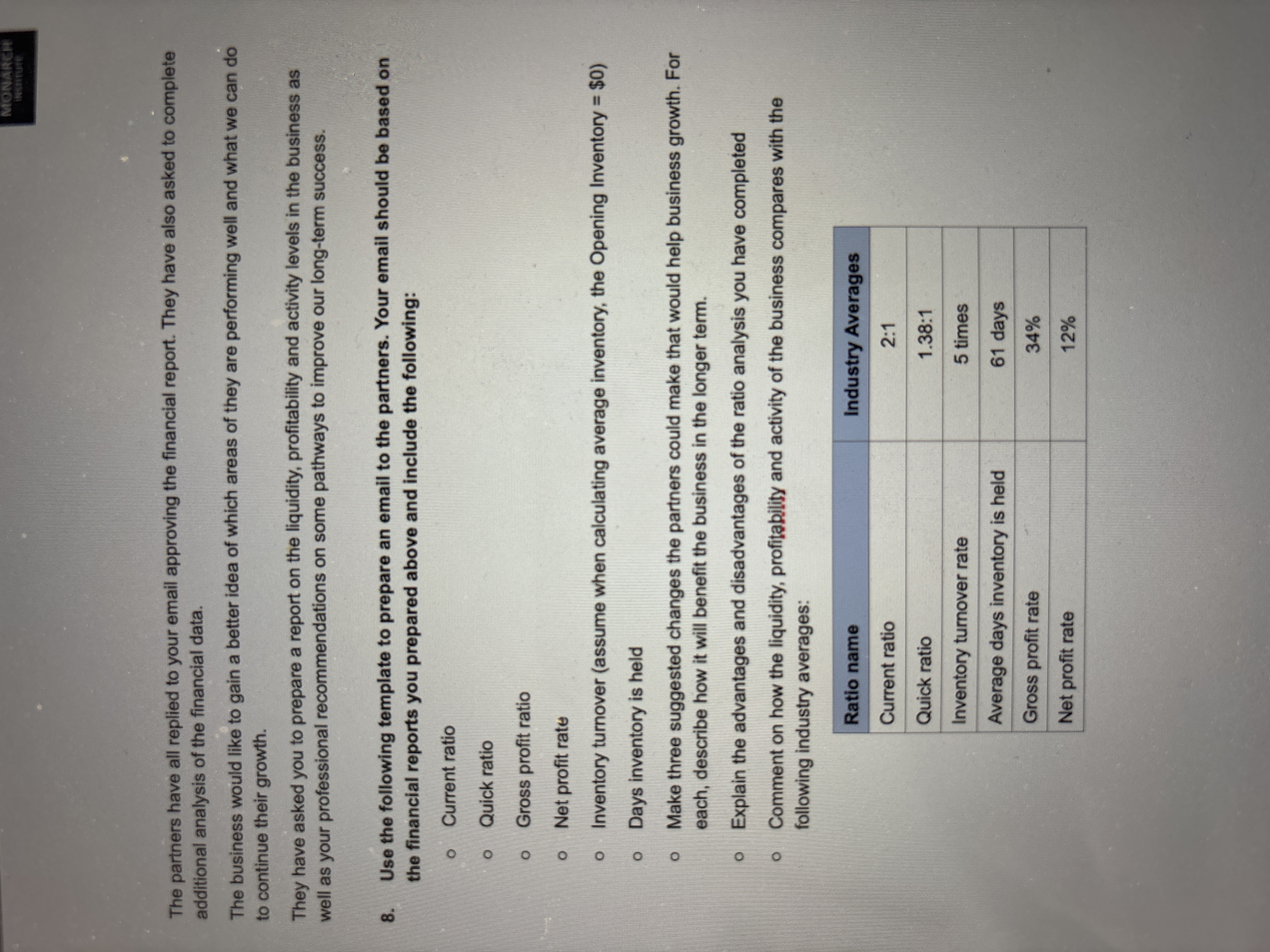 MONARCH INSTITUTE The partners have all replied to your email approving the