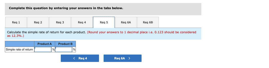the cost and revenue estimates for each product as follows: Initial investment: