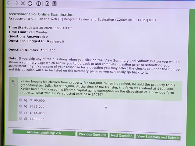 > Online Examination Assessment: CIFP on the Web (R) Program Review and