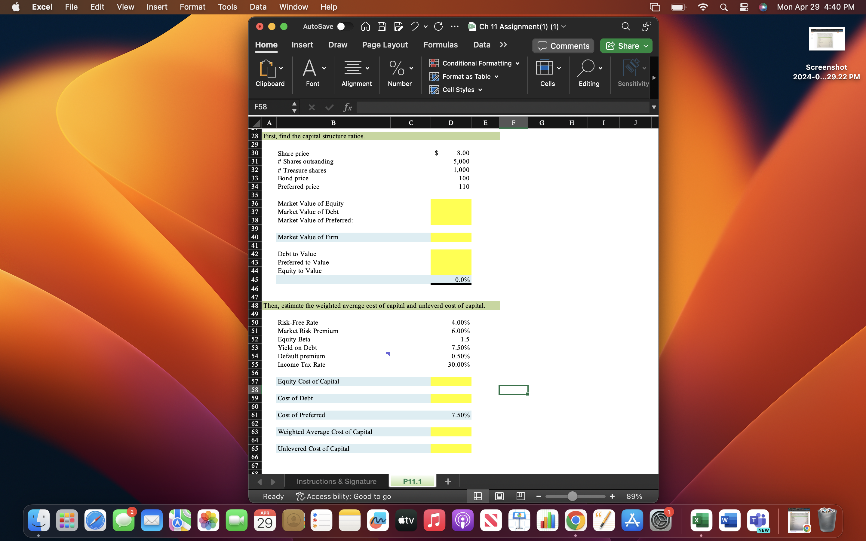 screenshot on mac - Search + chegg.com/homework-help/questions-and-answers/p111-measuring-weighted-average-cost-capital-calculate-weighted-average-c... Imported csu Poker Now -