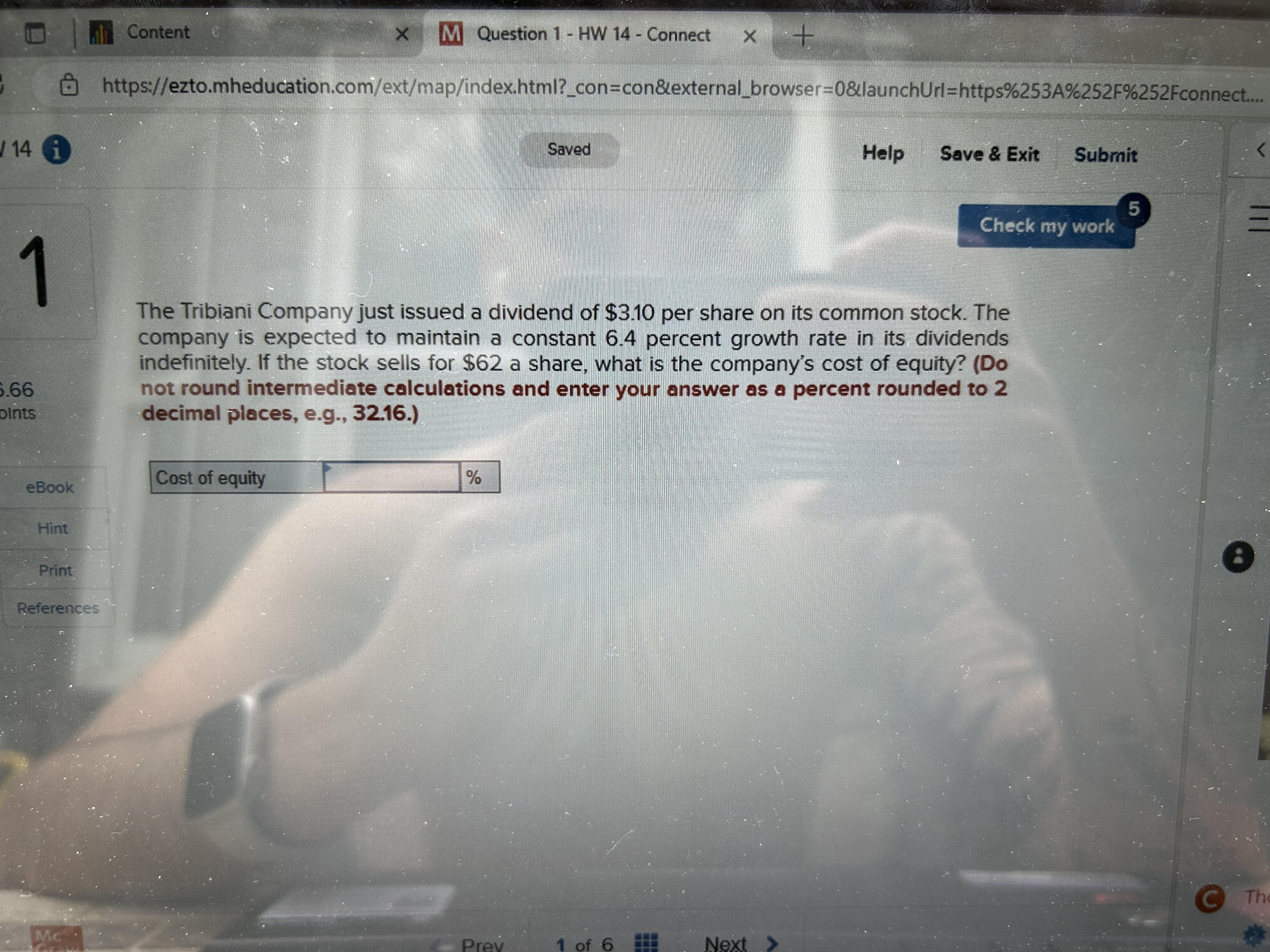 ; W 14 1 5.66 oints Content X M Question 1 -