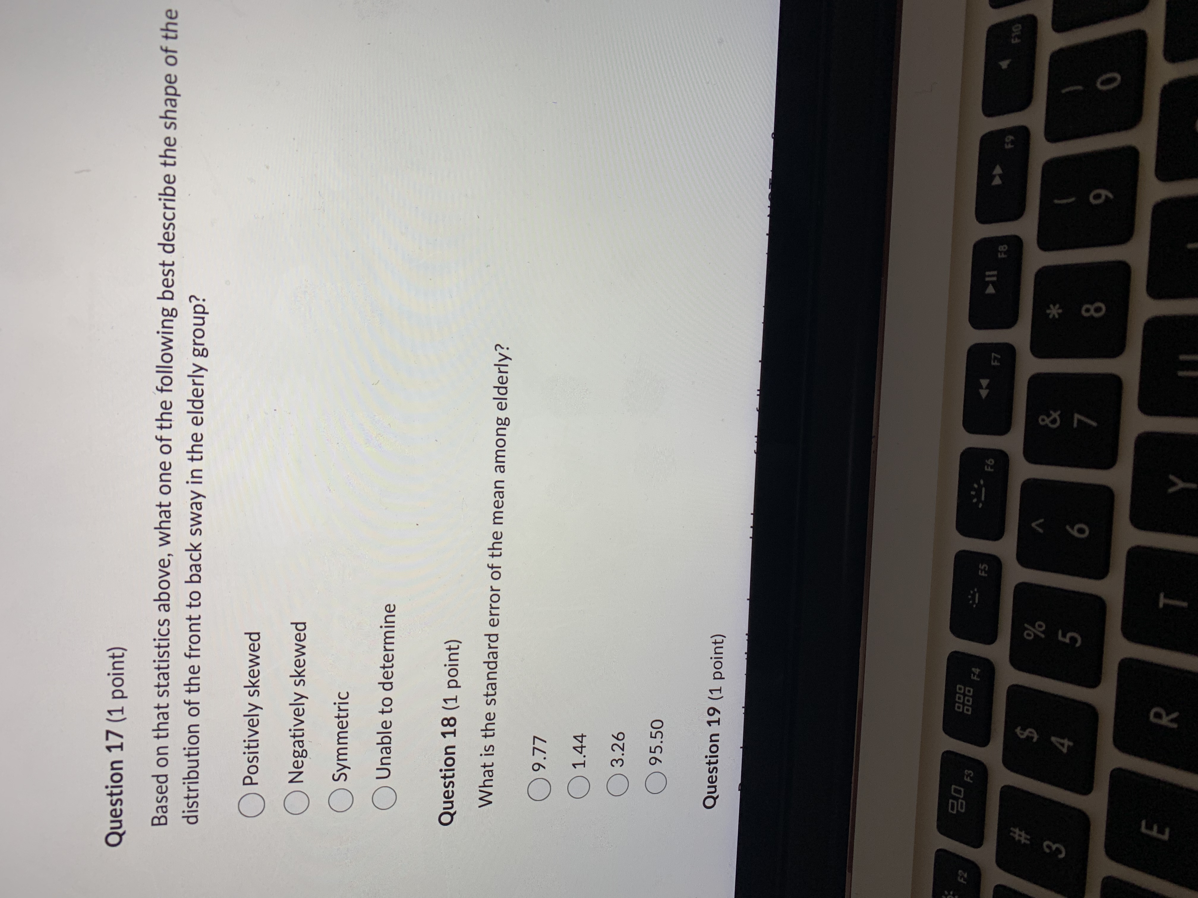 subjects asked to stand motionless: Elderly subjects (> 70 years of age)