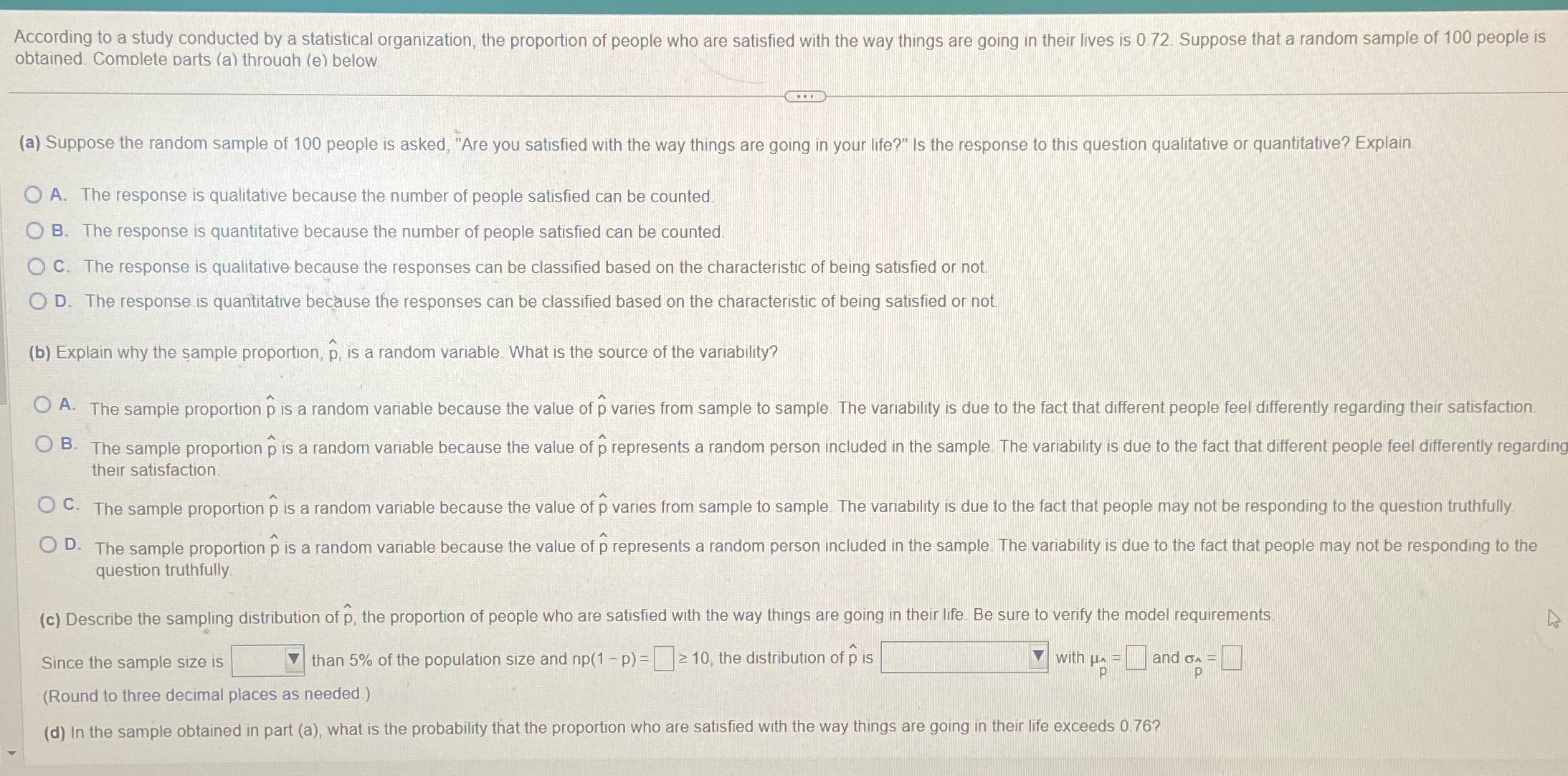 According to a study conducted by a statistical organization, the proportion of