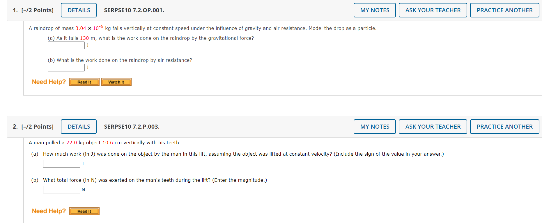MY NOTES ASK YOUR TEACHER PRACTICE ANOTHER 1. [-/2 Points] DETAILS SERPSE10