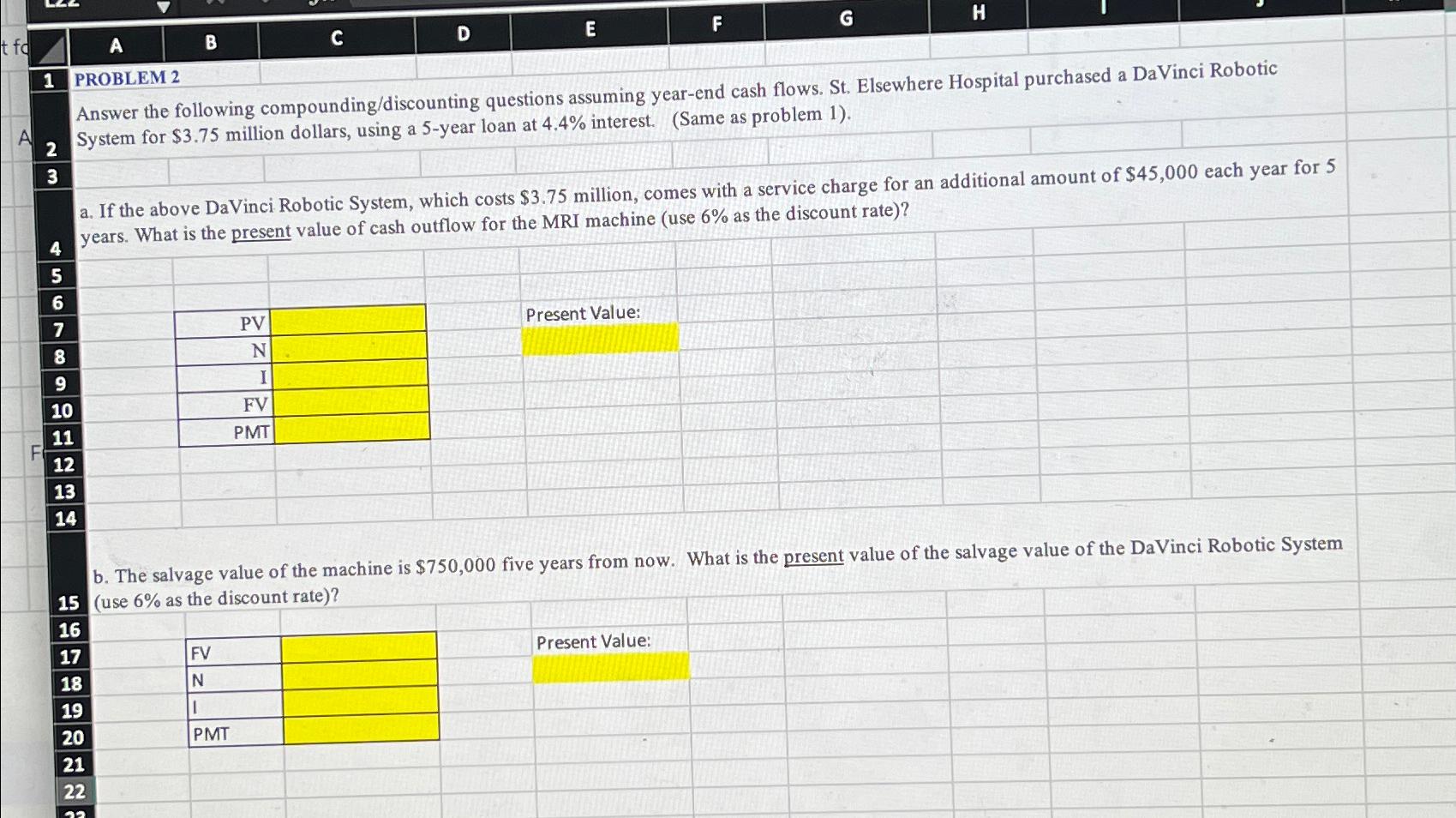 t fo B C D E F G H 1 PROBLEM 2