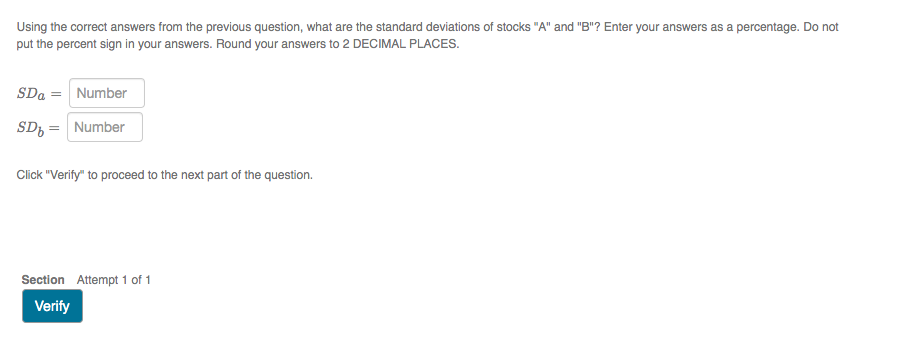 Using the correct answers from the previous question, what are the standard