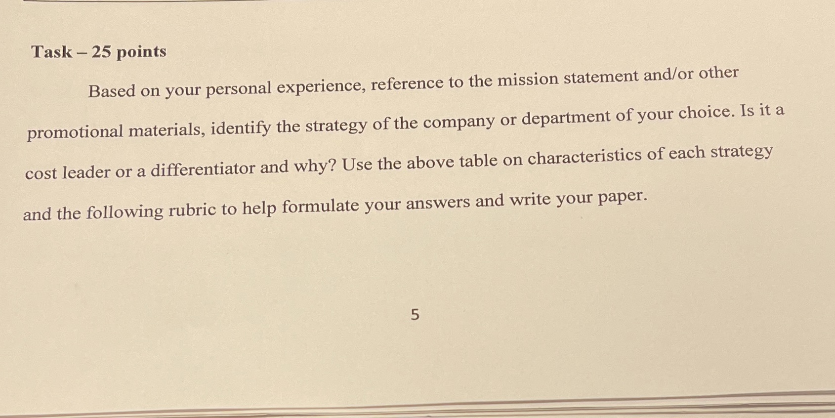 Task 25 points Based on your personal experience, reference to the mission