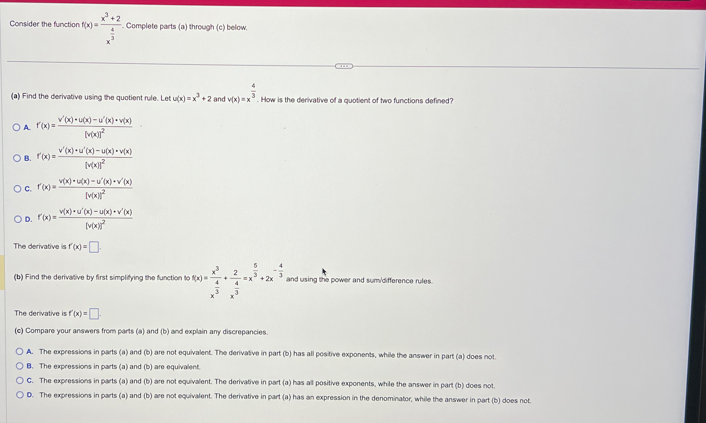 +2 Consider the function f(x) = Complete parts (a) through (c) below.