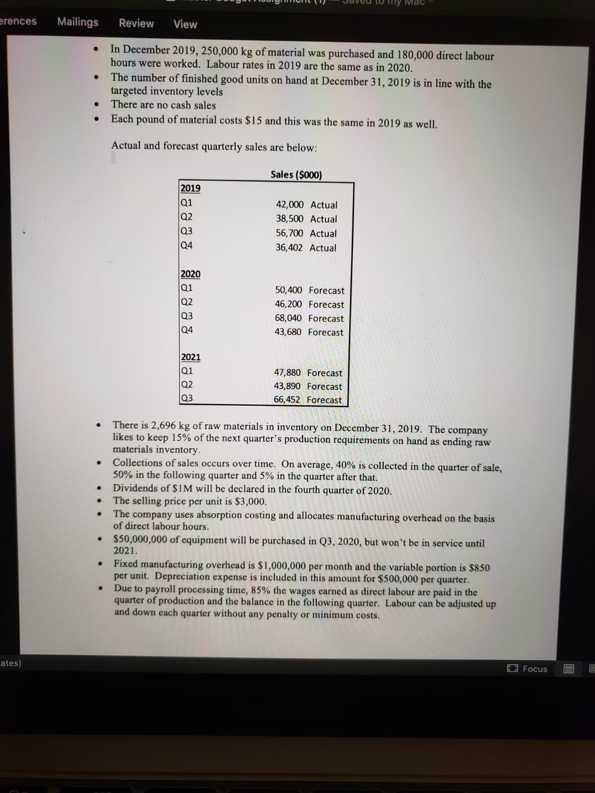 erences Mailings ates) Review View my Mac In December 2019, 250,000 kg