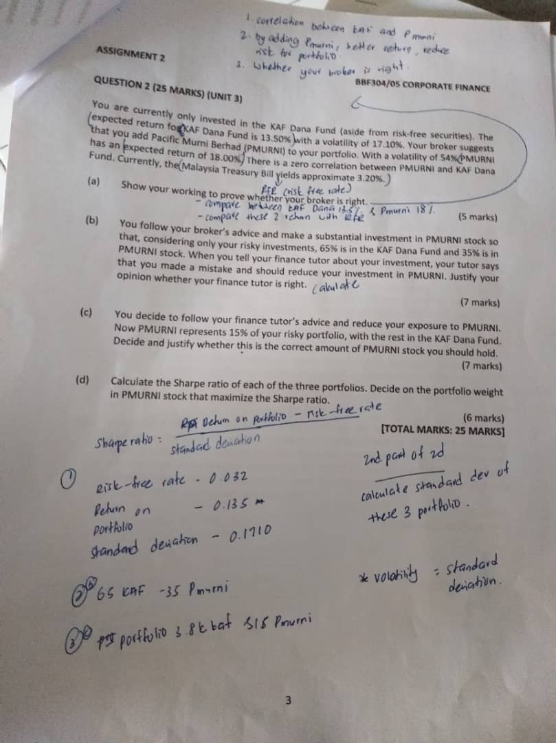 ASSIGNMENT 2 1. correlation belices bat and Peni 2. by adding Pourni,