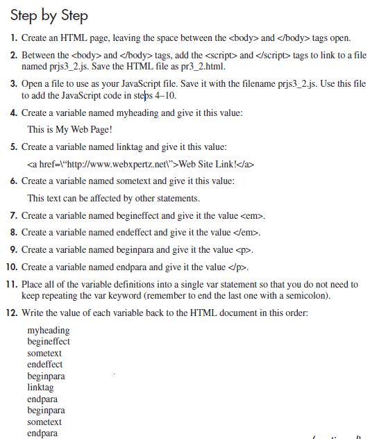 Step by Step 1. Create an HTML page, leaving the space between
