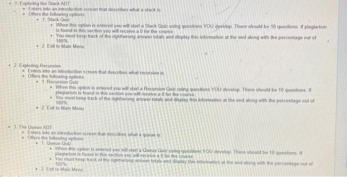 1 Exploring the Stack ADT Enters into an introduction screen that describes