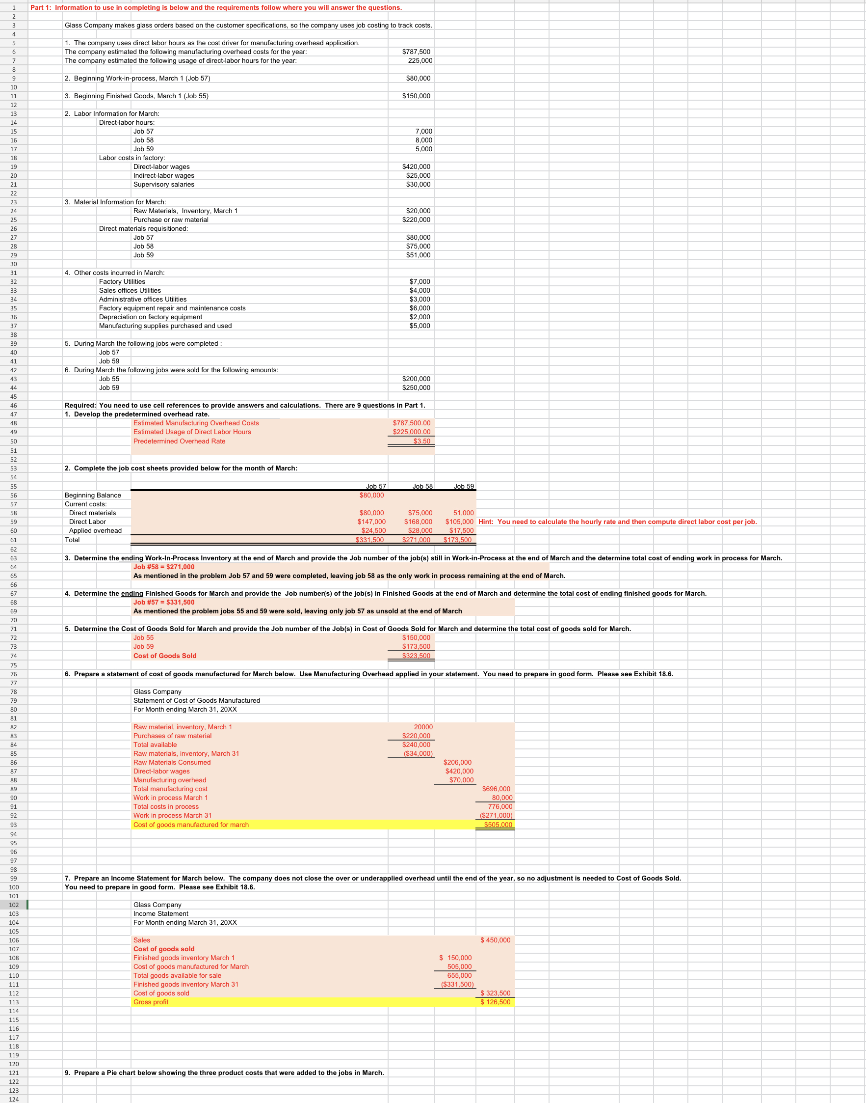 1 Part 1: Information to use in completing is below and the