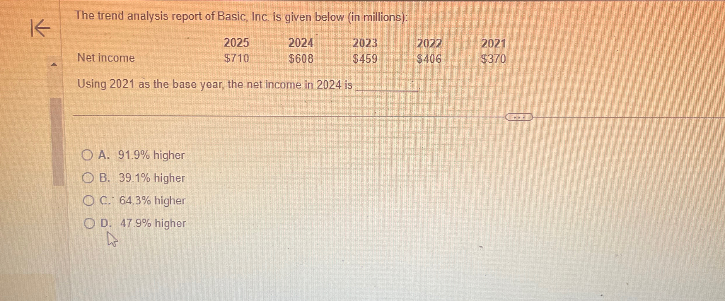 K The trend analysis report of Basic, Inc. is given below (in