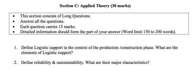 Section C: Applied Theory (30 marks) This section consists of Long Questions.