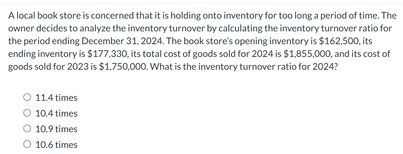 A local book store is concerned that it is holding onto inventory