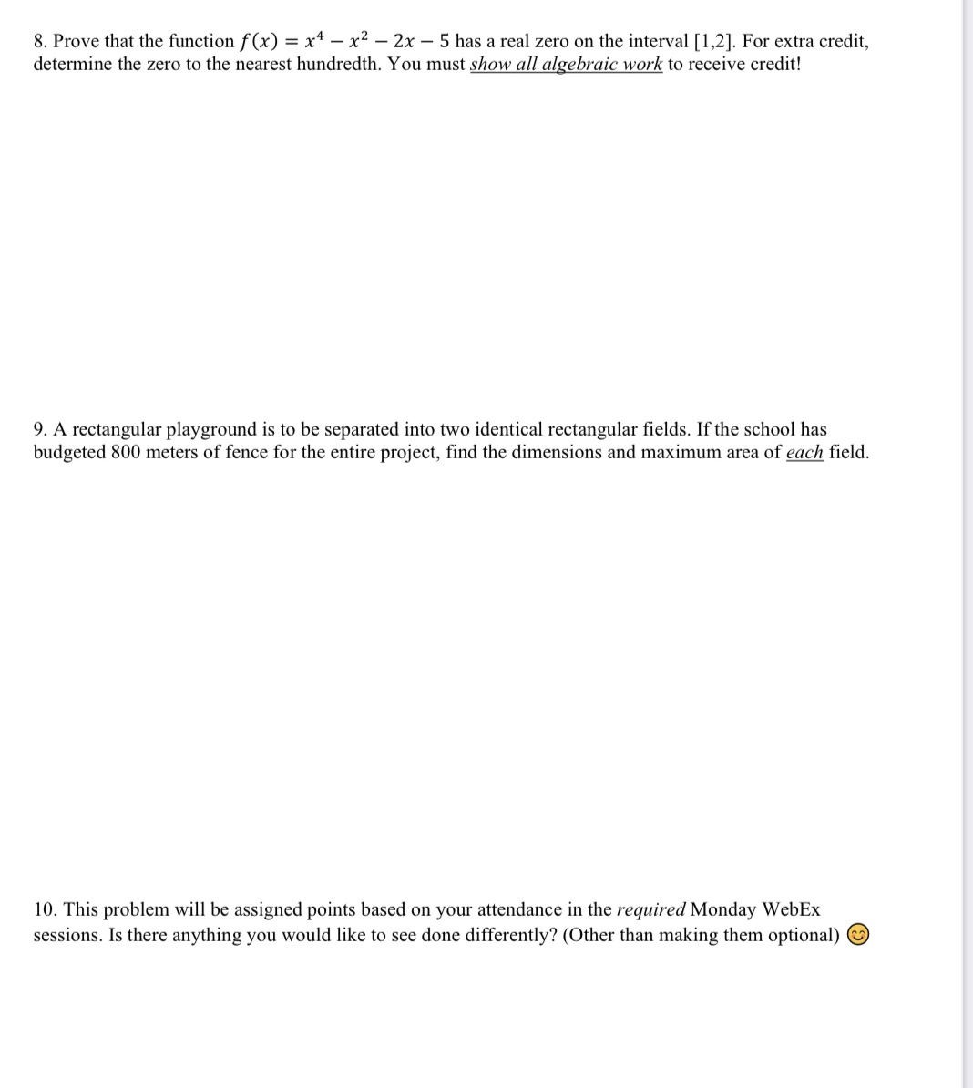 8. Prove that the function f(x) = x - x - 2x