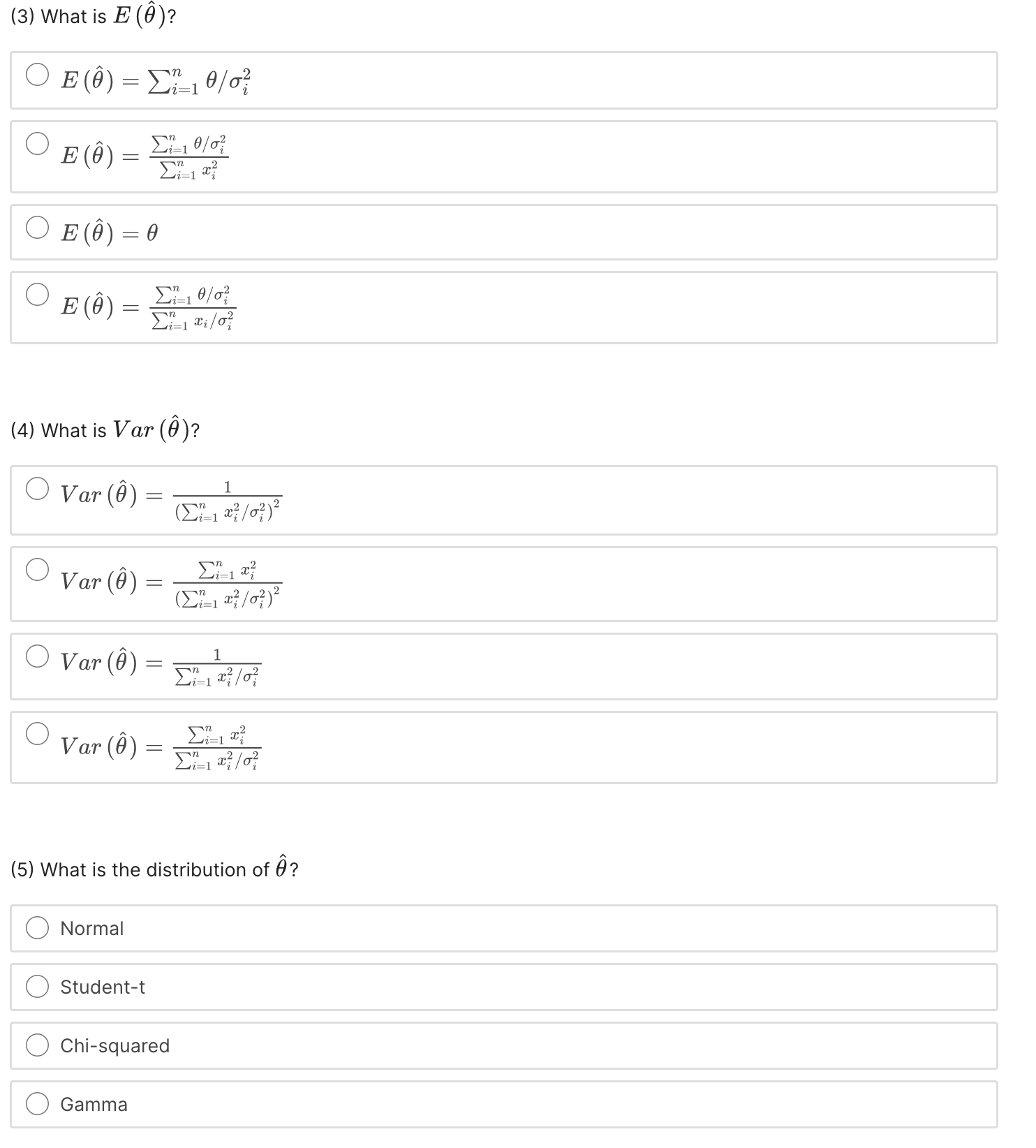 = xi 0 +i i with the () known and the (i