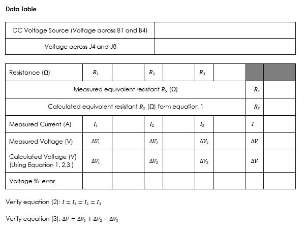 2. Measure current passing through each resistor, and measure the voltage across