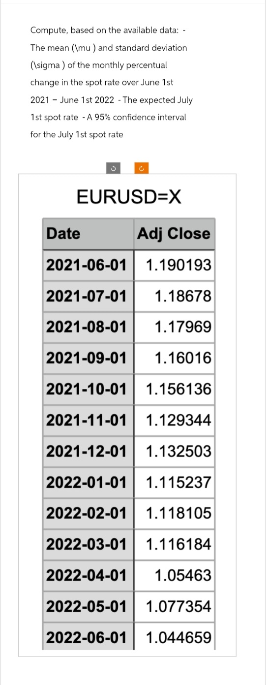Compute, based on the available data: - The mean (\mu) and standard