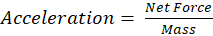 Acceleration = Net Force Mass