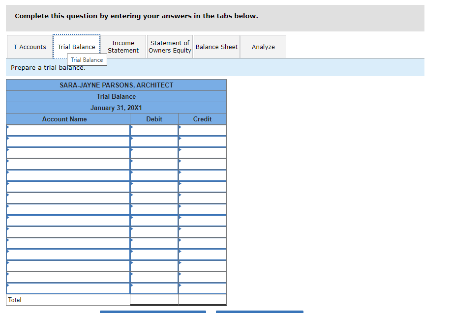 accounting equation, what is the financial condition of Sara-Jayne Parsons's business at