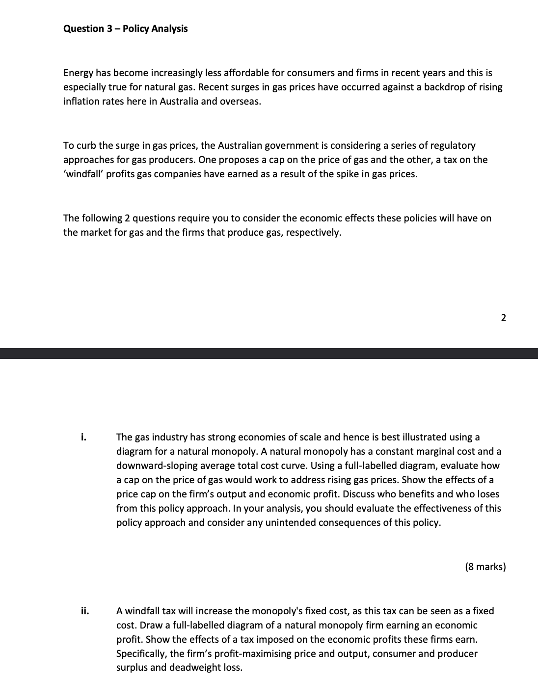 Question 3 - Policy Analysis Energy has become increasingly less affordable for