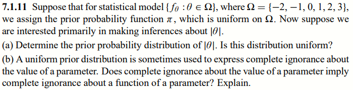 7.1.11 Suppose that for statistical model {fo :0 = 2}, where Q