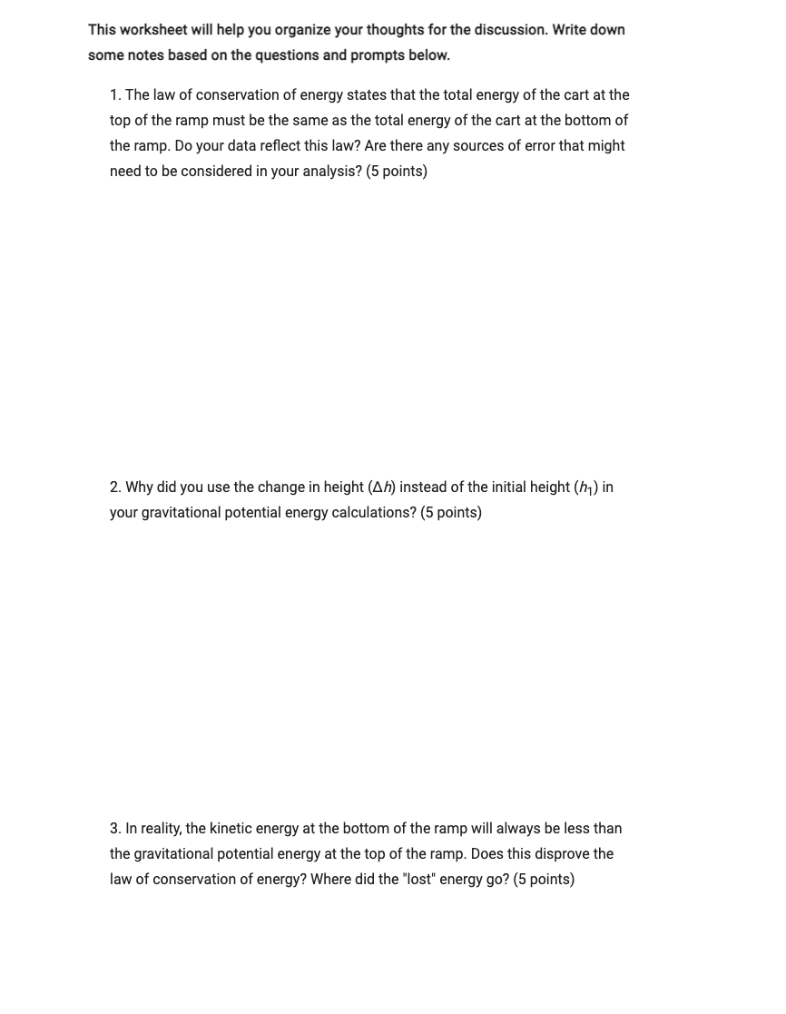 This worksheet will help you organize your thoughts for the discussion. Write