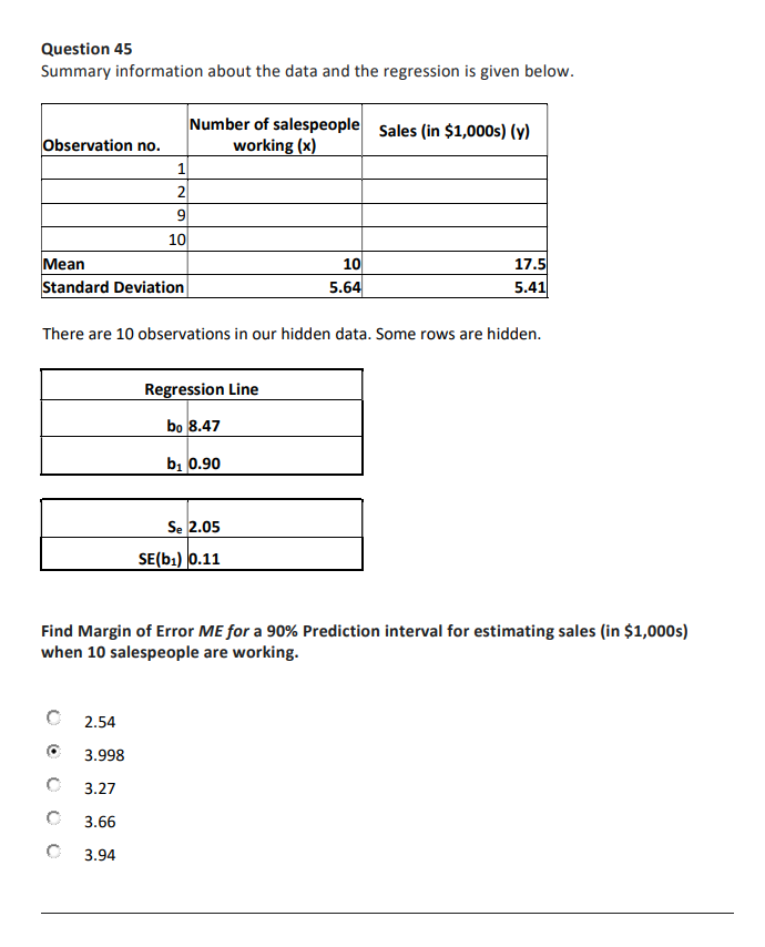21.76 6.71 For testing the hypothesis Ho: B2 = 0 vs HA:
