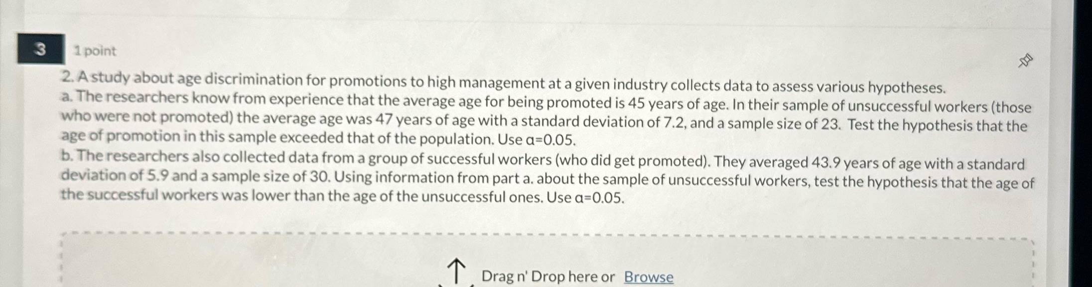 3 1 point 2. A study about age discrimination for promotions to
