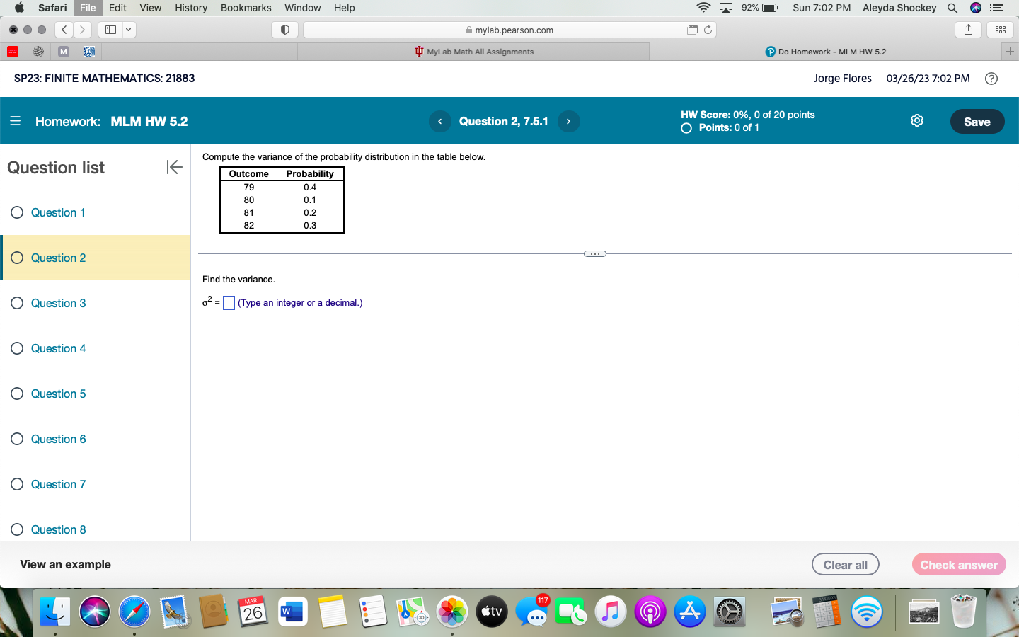 mean, . is (Round to the nearest hundredth as needed.) Question 6
