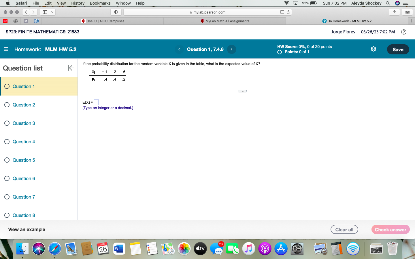 View an example MAR 26 W tv 117 A A Clear all