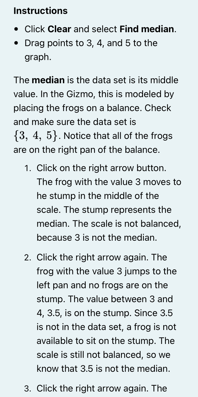 Instructions Click Clear and select Find median. Drag points to 3, 4,