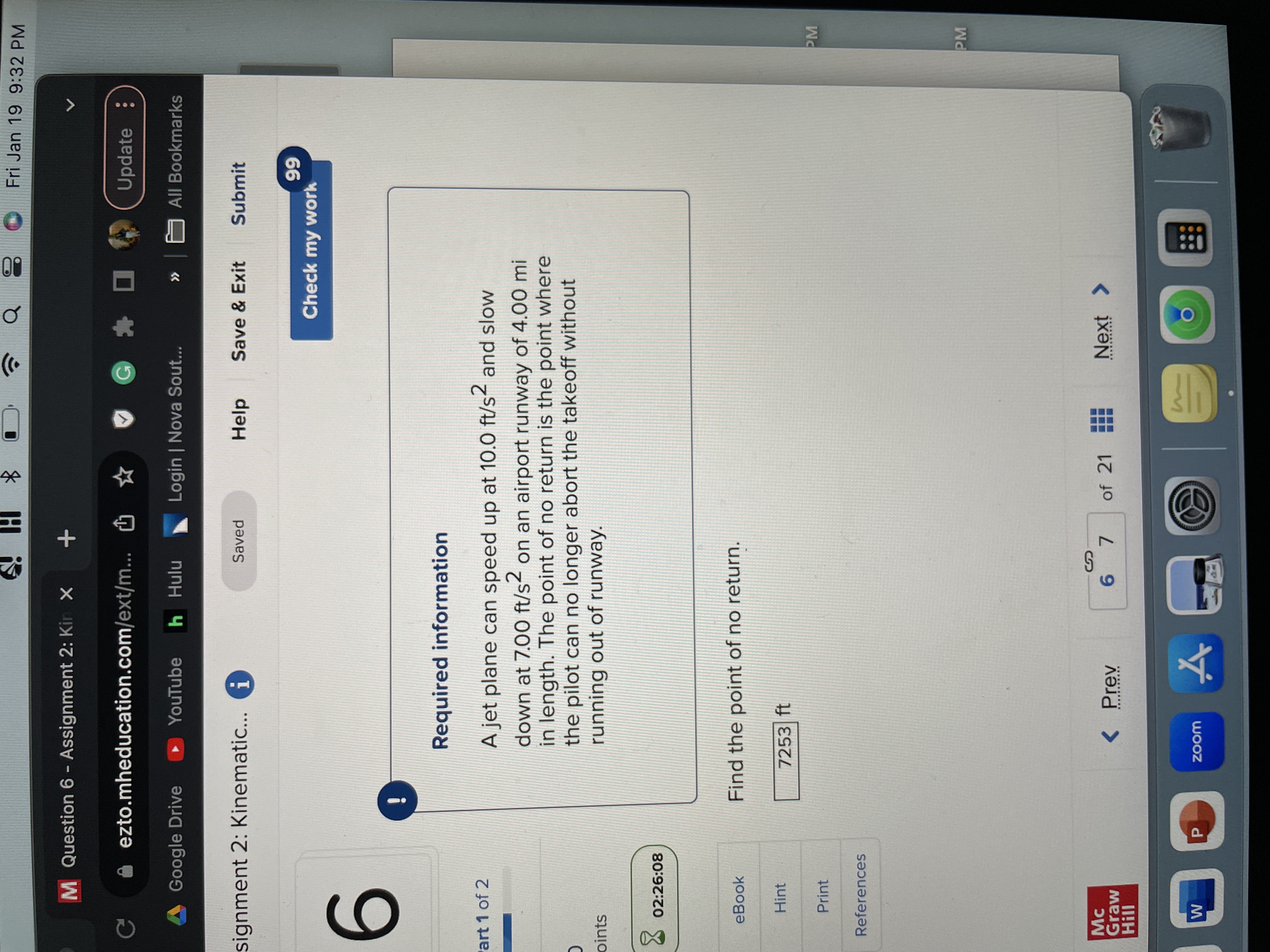 ! H M Question 6 - Assignment 2: Kin X + ezto.mheducation.com/ext/m...