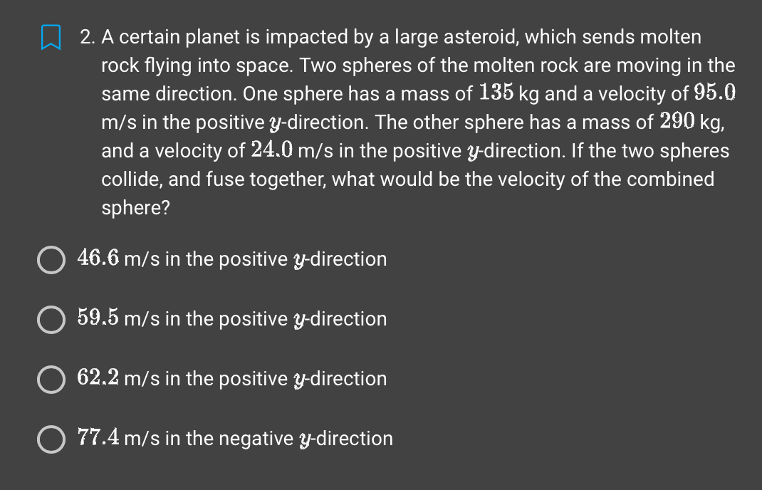 2. A certain planet is impacted by a large asteroid, which sends