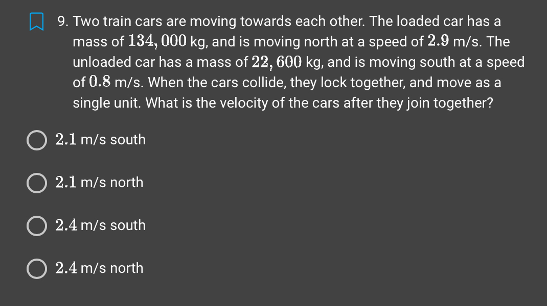 other sphere has a mass of 290 kg, and a velocity of