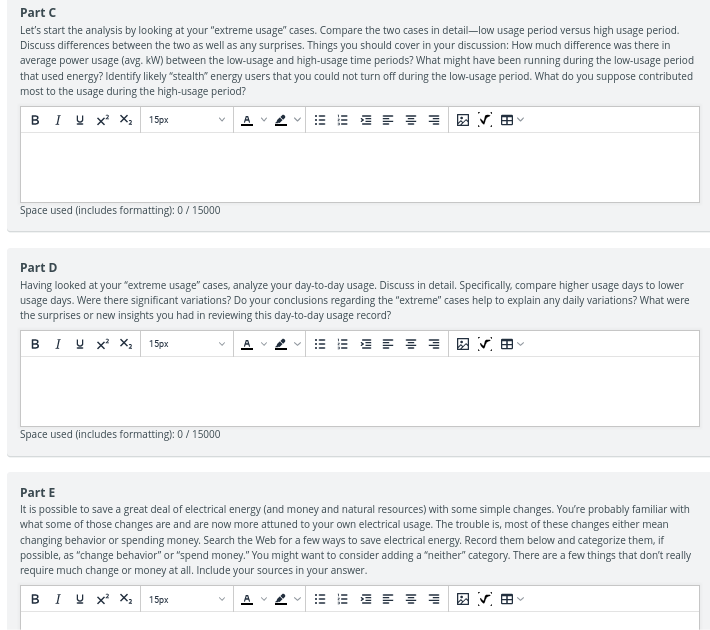 avg. kW used Day 1 Data Day 2 Data Day 3 Data