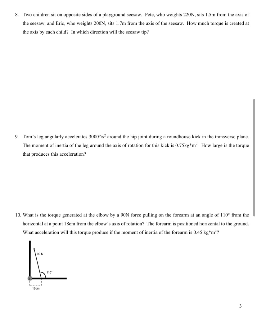 move? Biceps F 400 N Forearm m 3 kg W = 20